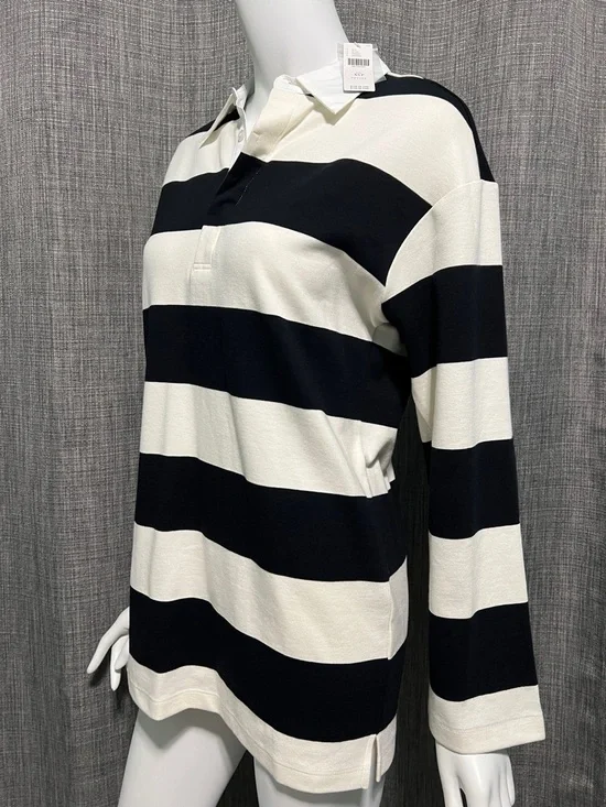 Anthropologie DOLAN Long-Sleeve Rugby Mini Dress Black White XSP - Picture 5 of 12